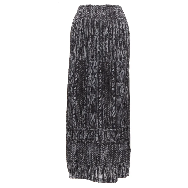 women's button-down high-slit skirts for weddingsIssey Miyake Pleats Please cable knitprint pleated midi skirt