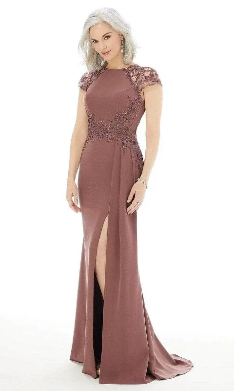 women's bow dressesMGNY By Mori Lee - 72210SC Embellished Jewel Neck Evening Dress - 1 pc Rosewood In Size 12 Available