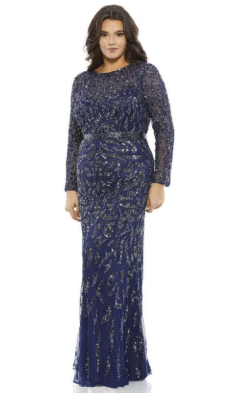 women's metallic dressesMac Duggal 5519 - Bedazzled Long Sleeve Evening Dress