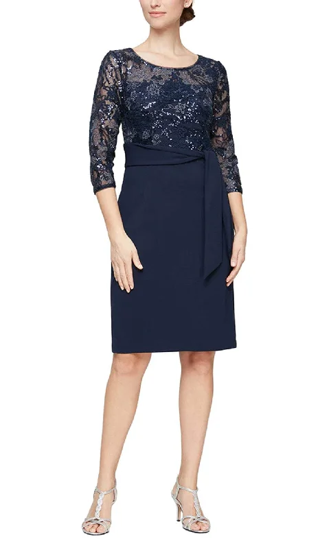 women's empire waist dressesAlex Evenings 8160331 - Quarter Sleeve Lace Applique Formal Dress