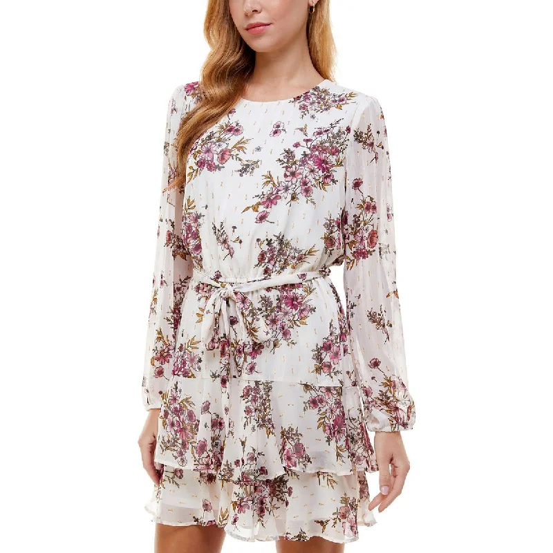 women's high-end dressesWomens Chiffon Metallic Mini Dress