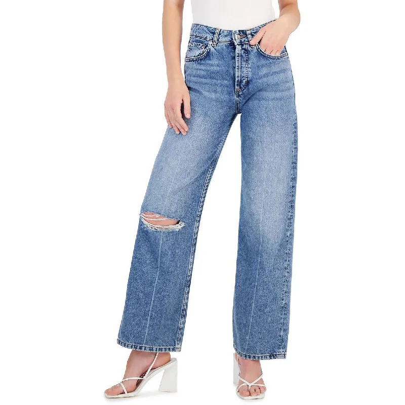 women's denim jeans for a timeless classic look937 Womens High Rise Distressed Wide Leg Jeans