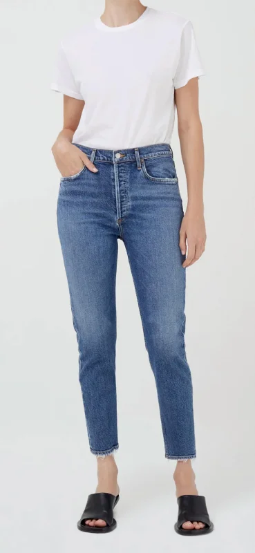 women's denim jeans with pocketsRiley High Rise Straight Crop Jean In Silence