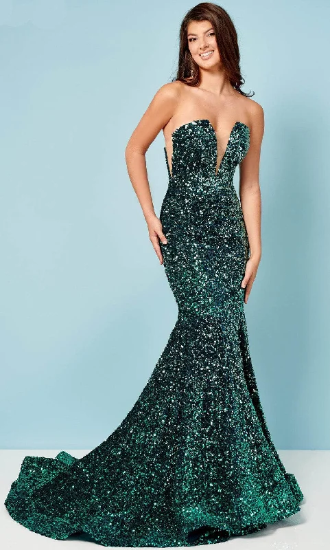 women's midi dressesOmbre Sequin V-Neck Evening Dress 70293W