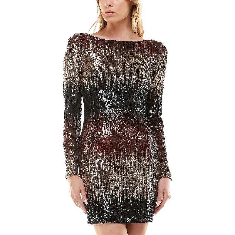 women's shift dressesJuniors Womens Sequined Mini Bodycon Dress