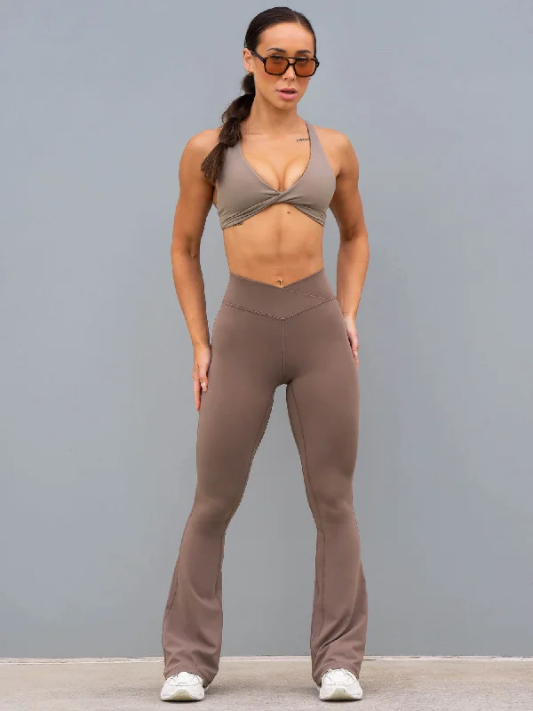 women's elegant jumpsuitsNKD Cross Over Flared Leggings - Taupe