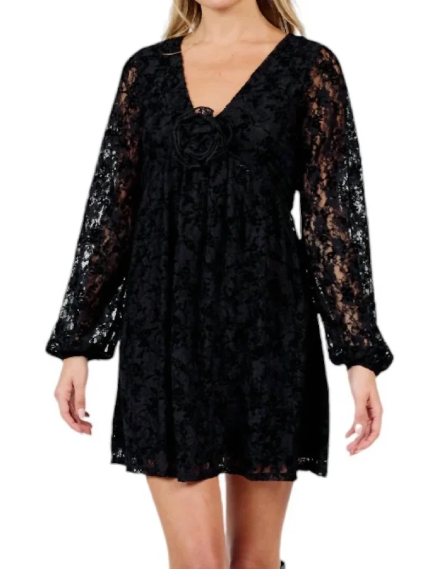 women's cinched-waist dressesAt Dusk Mini Dress In Black