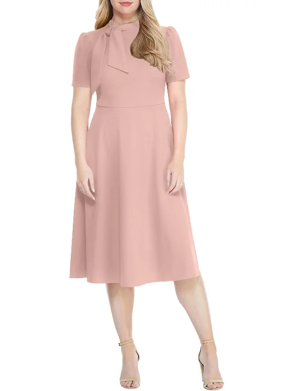 women's mini dressesWomens Tie Neck Calf Midi Dress