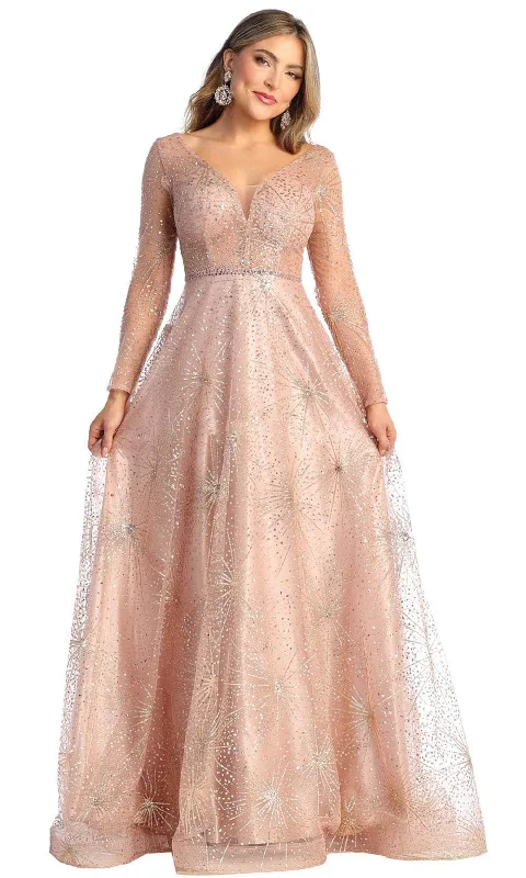 women's curve-hugging dressesMay Queen RQ7958 - Beaded Sheer Evening Dress