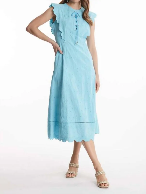 women's chiffon dressesRobin Eyelet Midi Dress In Capri