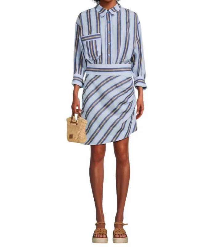 women's bridesmaid dressesMini Shirt Dress In Indigo Stripe