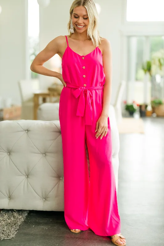 women's jumpsuits with cinched waistsChange Your Mind Fuchsia Pink Jumpsuit