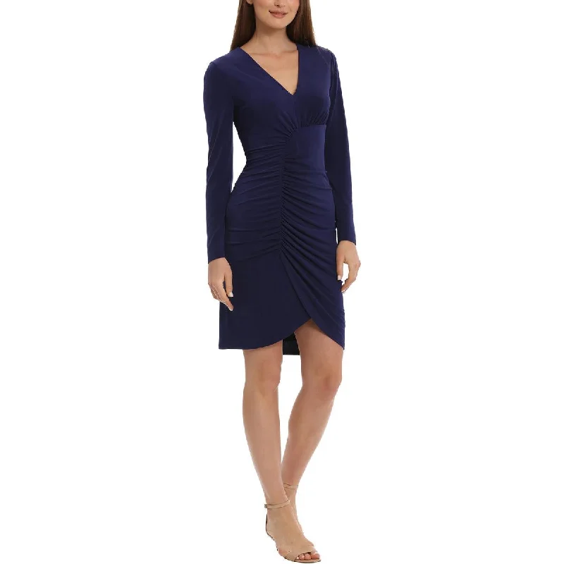 women's flutter-sleeved dressesWomens Mini Ruched Cocktail And Party Dress