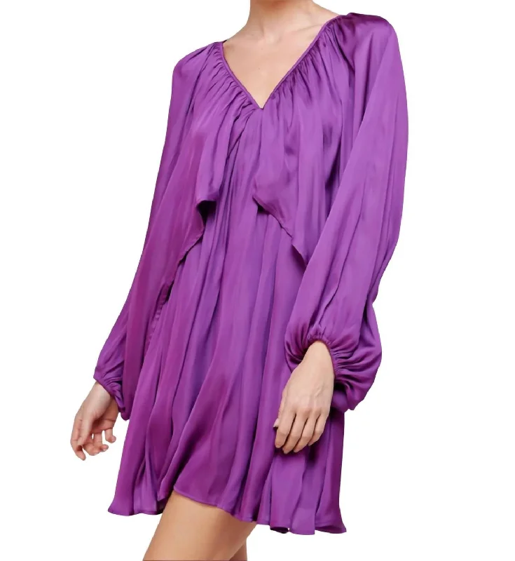 women's halter dressesShirred Mini Dress In Grape