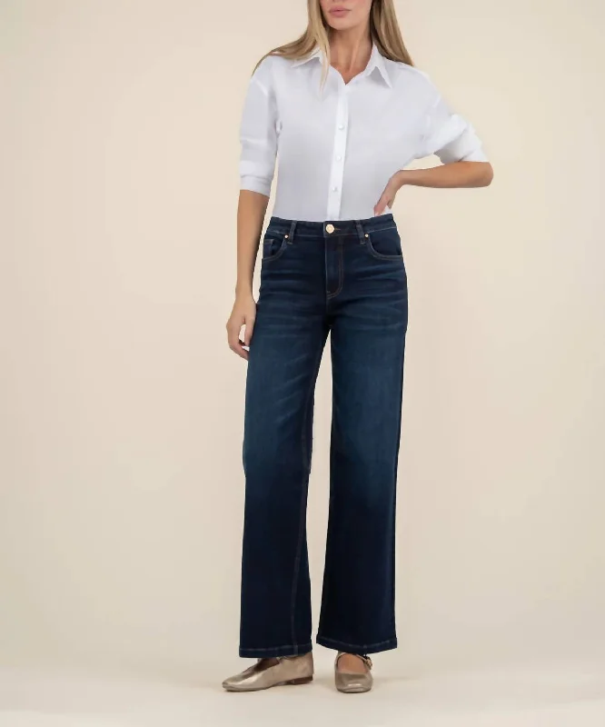 women's denim jeans with lace trimHigh Rise Wide Leg Jeans Long In Fortitude W/euro Base Wash