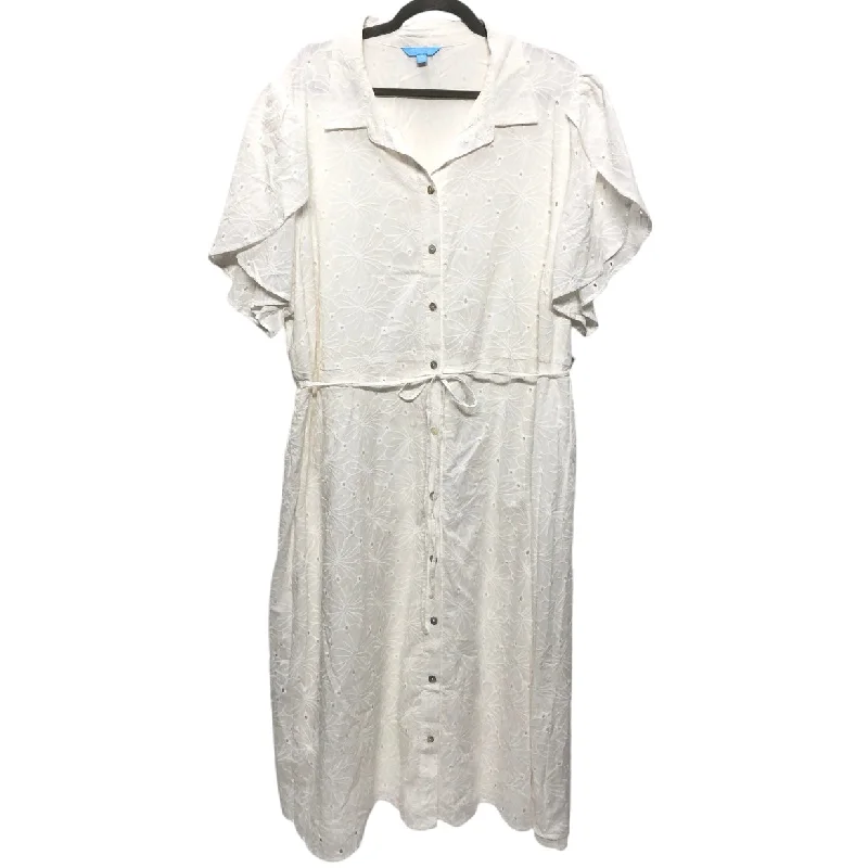 women's high-end dressesDress Casual Midi By Draper James Rsvp In White, Size: 3x