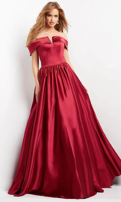 women's bespoke dressesJovani 3129 - Off Shoulder Satin Evening Gown