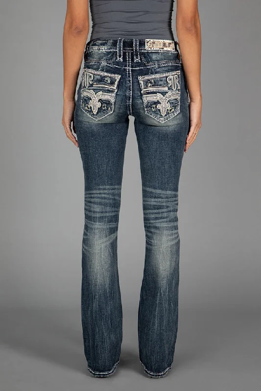 women's denim jeans with floral embroideryLEILA BOOTCUT JEANS