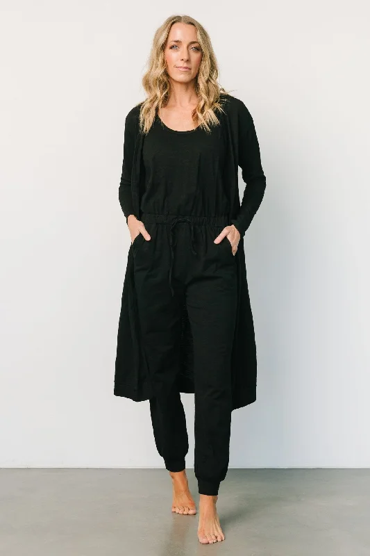 women's jumpsuits with high necksJanae Jumpsuit + Cardigan Set | Black