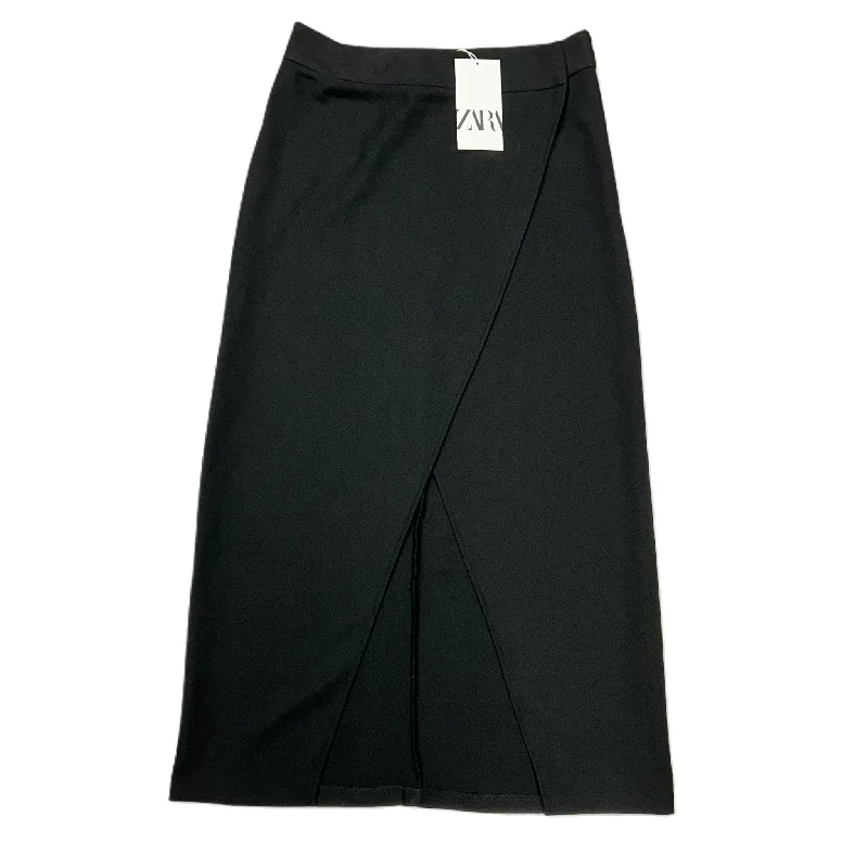 women's polyester tiered skirts for partiesSkirt Midi By Zara In Black, Size: M