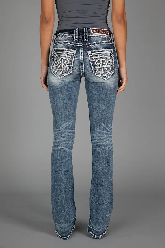 women's denim jeans with elastic waistbandsMAISIE BOOTCUT JEANS