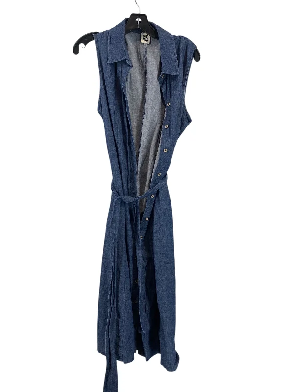 women's petite dressesDress Casual Midi By Anne Klein In Blue Denim, Size: 12