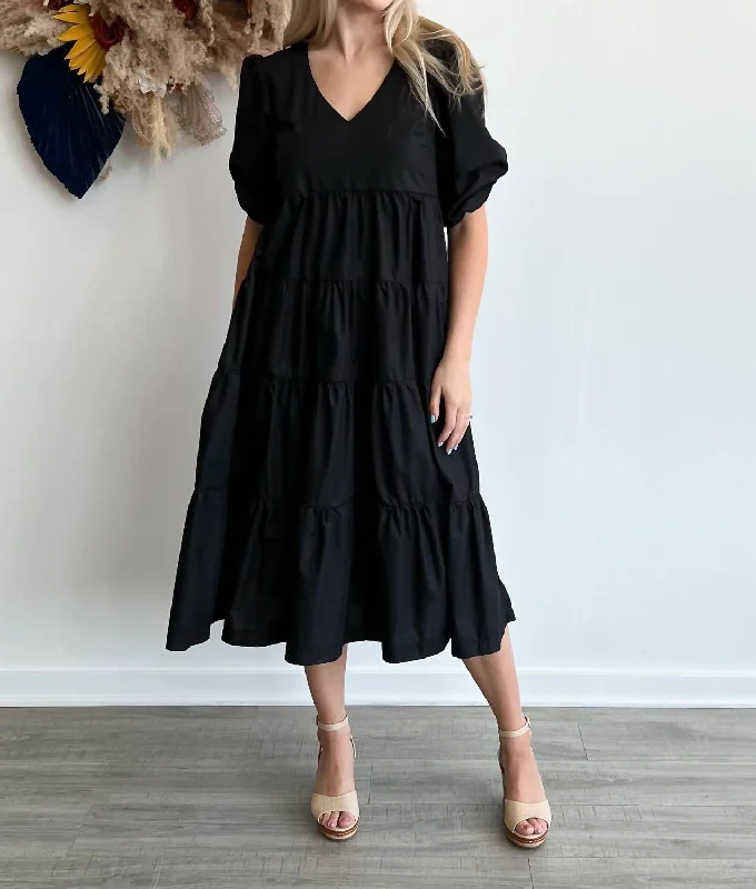 women's body-skimming dressesReagan Midi Dress In Black