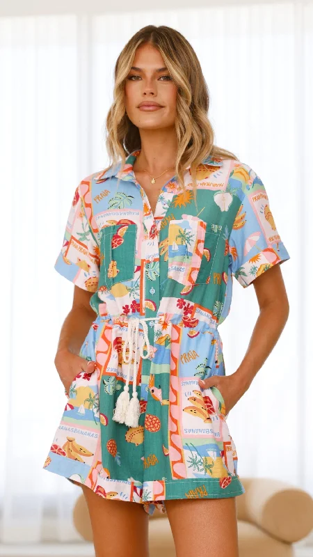 women's jumpsuits for ethical manufacturingRama Playsuit - Praia Print