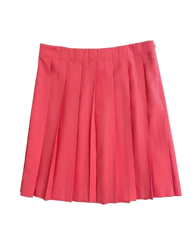 women's woven A-line skirts for summerWomen's Above Knee A-Line Pleated Skirt In Pink