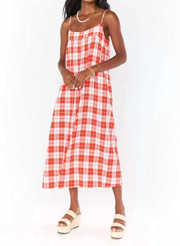 women's striped dressesOasis Midi Dress In Picnic Plaid