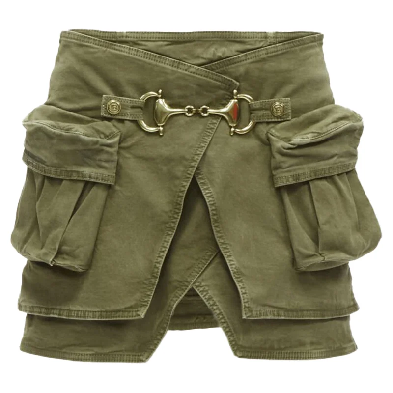 women's chiffon maxi skirtsBalmain tone horsebbuckle distressed cargo mini skirt