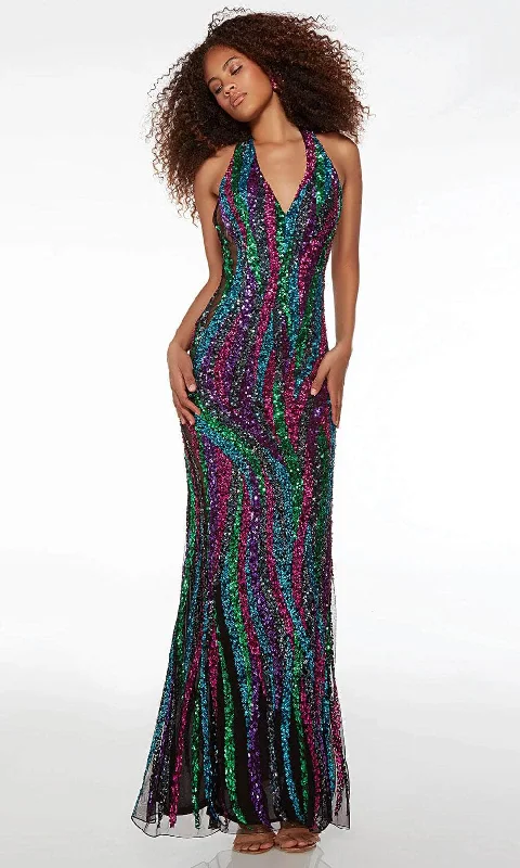 women's sleeveless dressesAlyce Paris 61584 - Sequin Halter Evening Dress