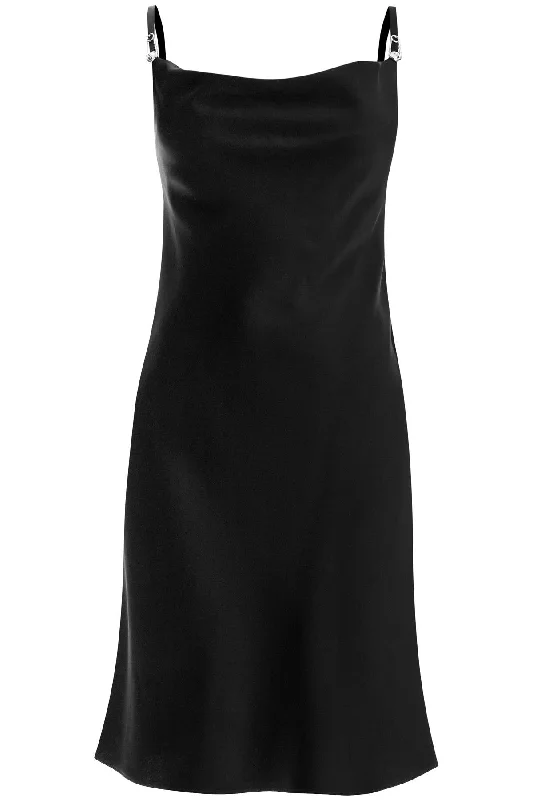 women's one-shoulder dressesVersace Women's Satin Mini Dress With Safety Pin Detail