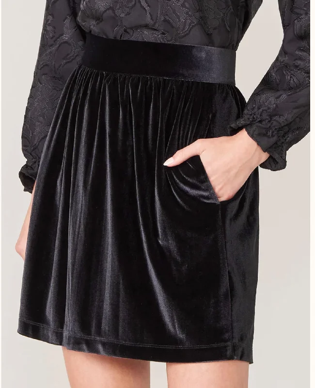 women's pleated skirtsGianna Stretch Velvet Skirt In Black