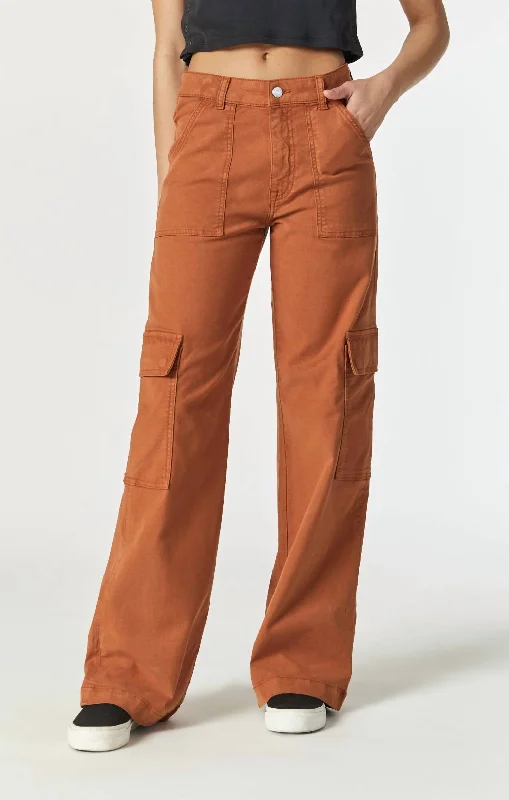 women's wool pantsAlva Luxe Twill Cargo Pant In Cinnamon