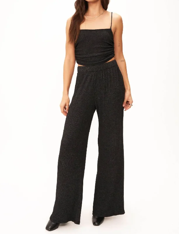 women's mid-rise pantsCatch Flights Wide Leg Rib Pant In Black