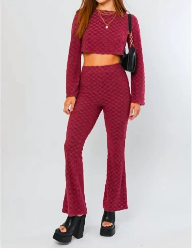 women's leggingsCheckered Pants In Burgundy