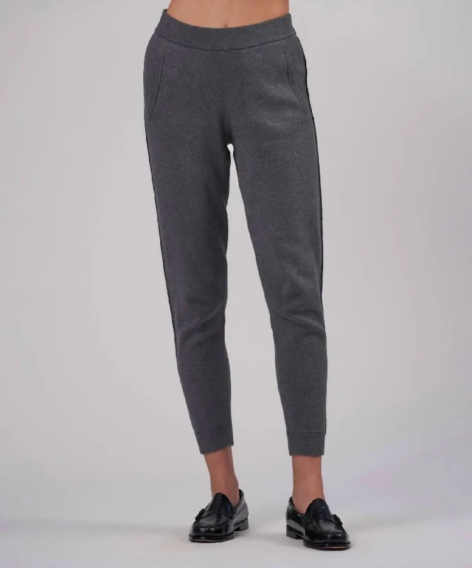 women's elastic waist pantsCotton Cashmere Sweater Pant In Heather Charcoal