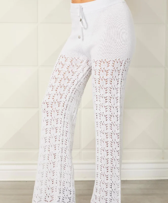 women's adventure pantsCrochet Knitted Pant In White