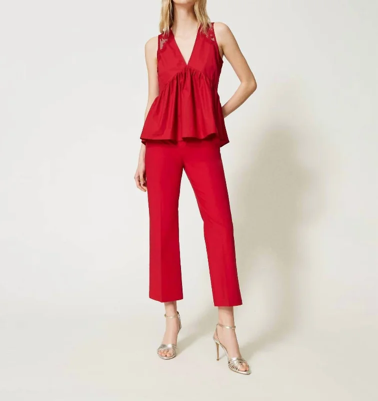 women's insulated pantsCropped Poplin Pant In Rosso