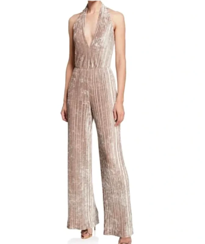 women's waterproof pantsCrushed Velvet Denley Jumpsuit In Gold