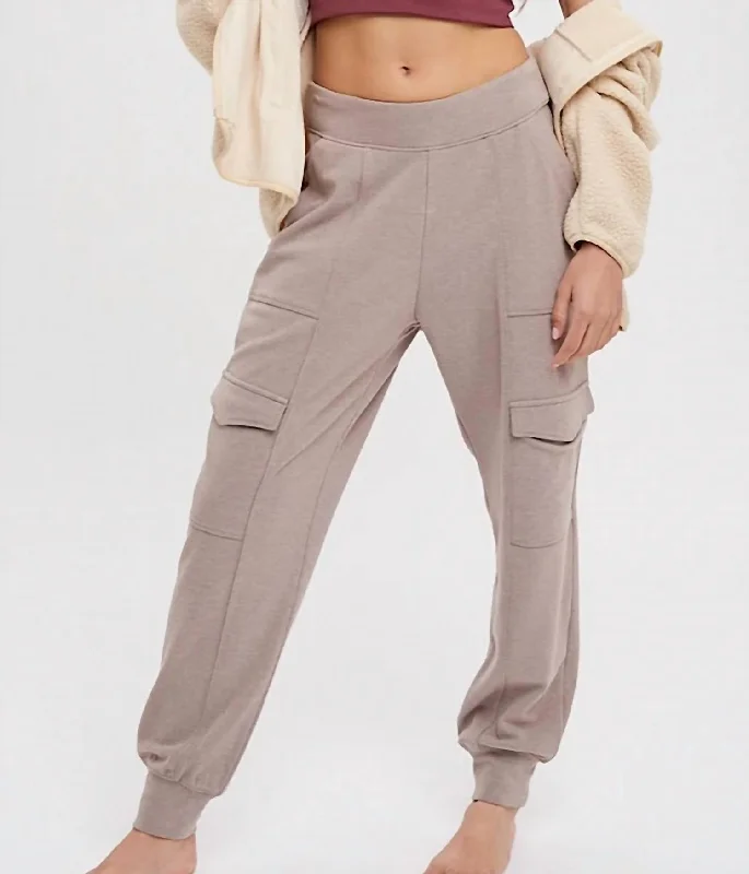 women's formal pantsFleece Cargo Joggers In Mink