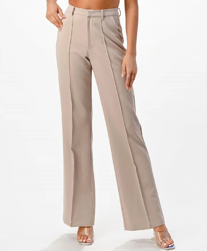 women's timeless pantsFront Seam Wide Leg Pants In Sand Beige