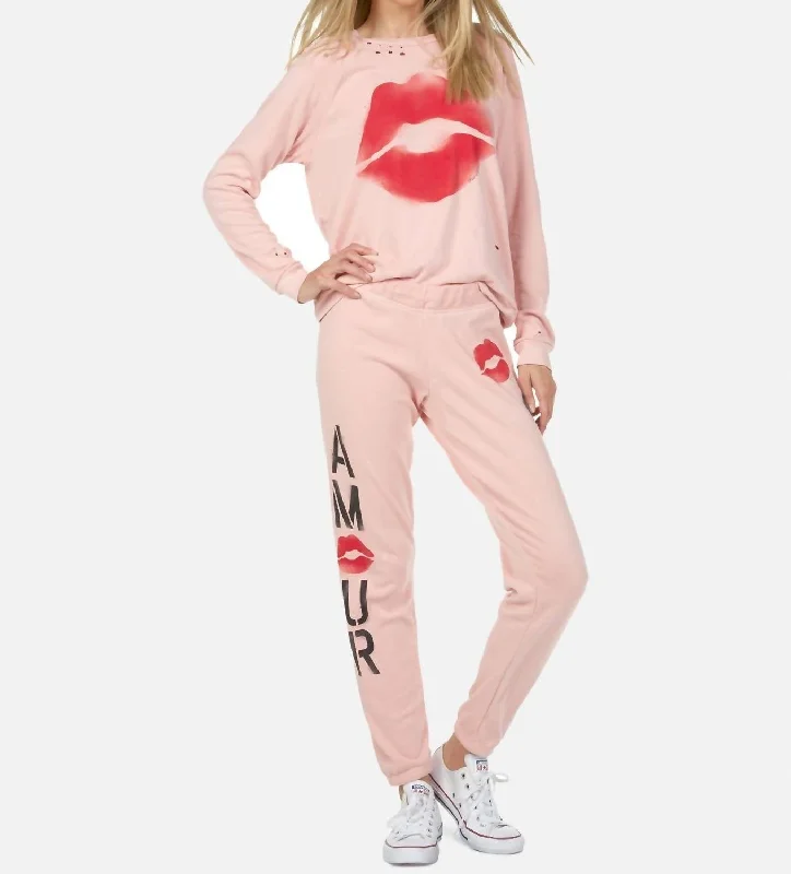 women's thermal pantsGia Amour Sweatpant In Pink