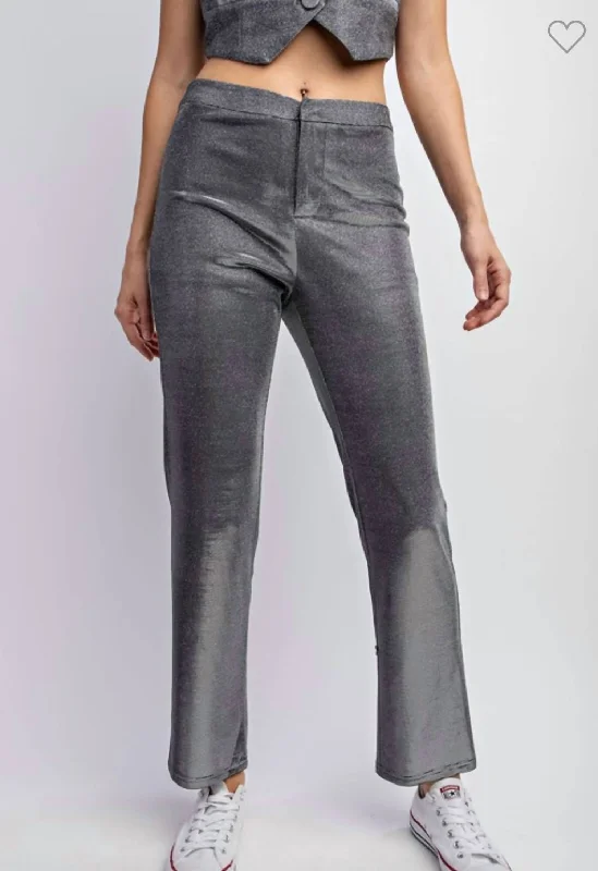 women's mini pantsMetallic Knit Pants In Silver