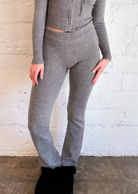 women's polyester pantsPass The Popcorn Sweater Pants In Grey