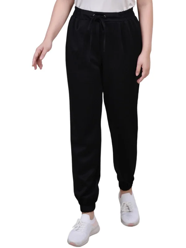 women's wedding pantsPetites Womens Crepe Mid Rise Jogger Pants