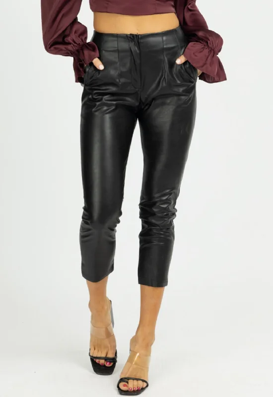 women's stretch pantsPleated High Rise Pants In Black