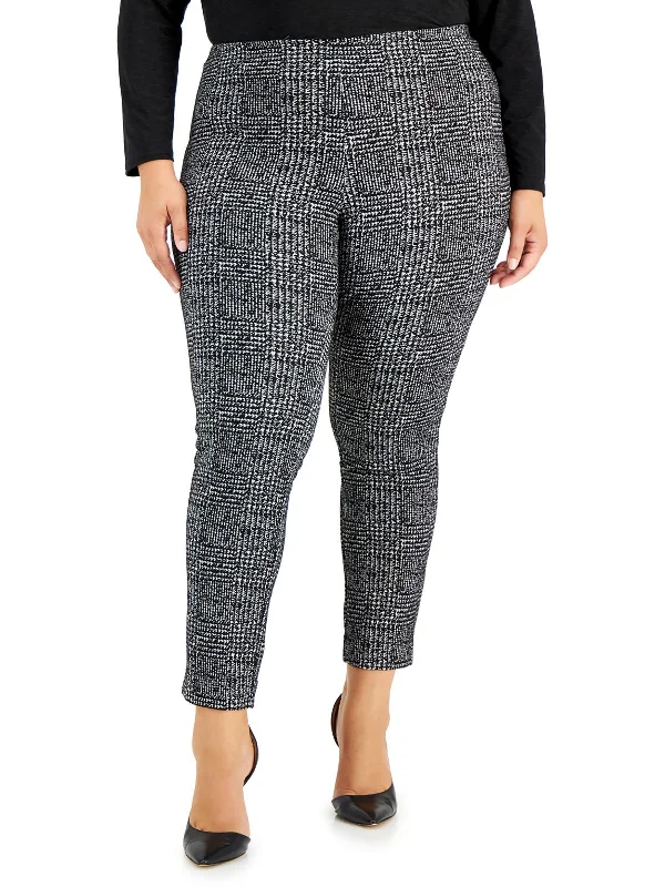 women's adventure pantsPlus Womens Glen Plaid Slim Leg Ankle Pants