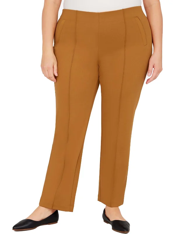 women's chic pantsPlus Womens Pintuck High Rise Straight Leg Pants